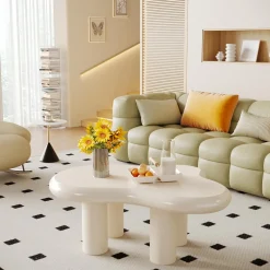 Cloud-Shaped Coffee Table, Modern Center Table with 4 Solid Legs