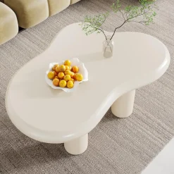 Cloud-Shaped Coffee Table, Modern Center Table with 4 Solid Legs