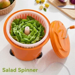 Commercial Salad Spinner, 6.6Gal Manual Lettuce Spinner with 4.92FT Drain Tube