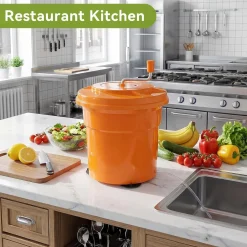 Commercial Salad Spinner, 6.6Gal Manual Lettuce Spinner with 4.92FT Drain Tube