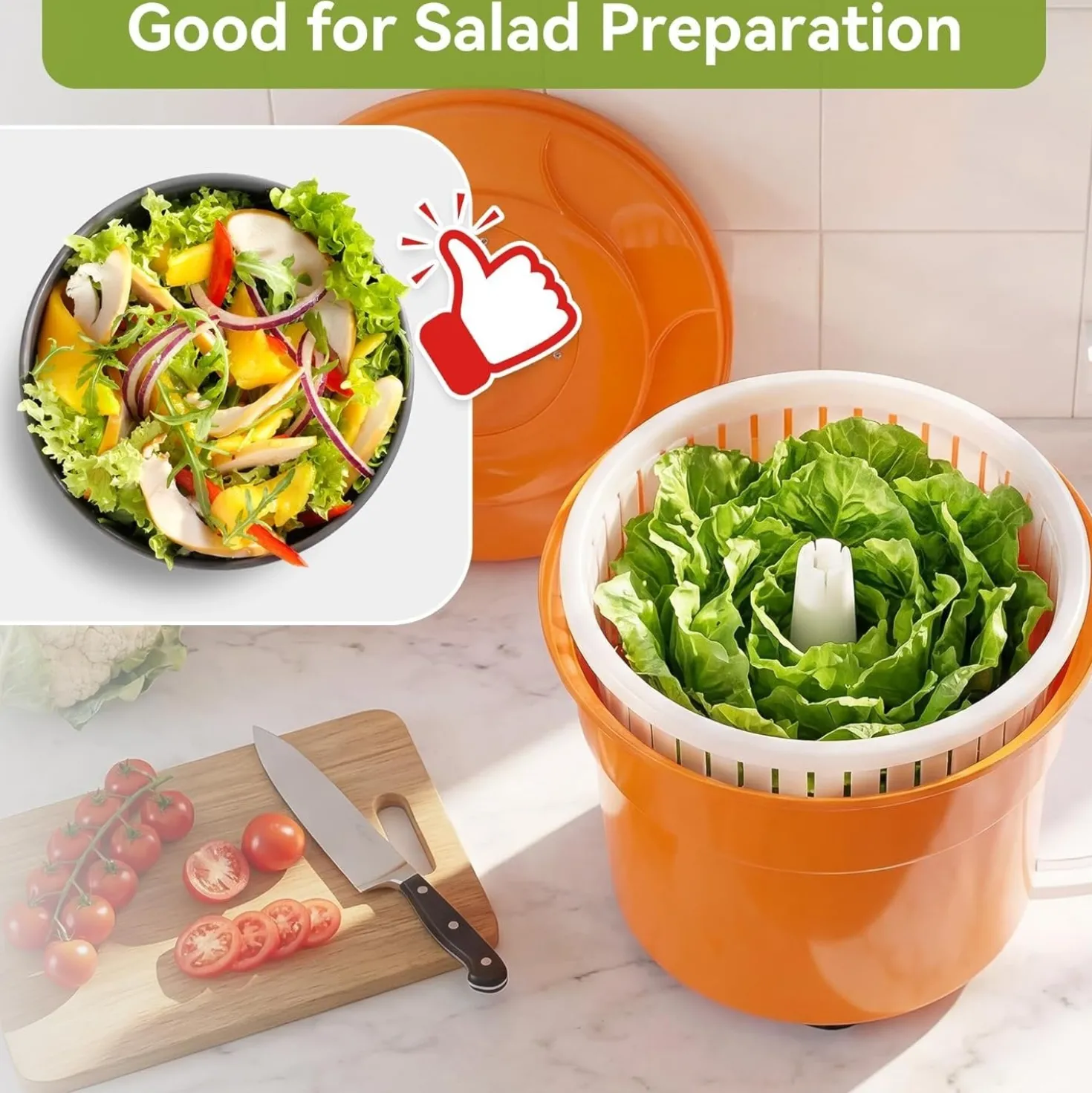 Commercial Salad Spinner, 6.6Gal Manual Lettuce Spinner with 4.92FT Drain Tube