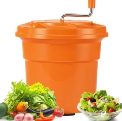 Commercial Salad Spinner, 6.6Gal Manual Lettuce Spinner with 4.92FT Drain Tube