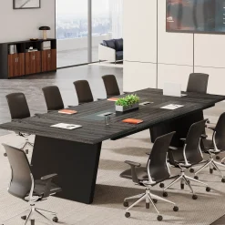 Conference Room Table, 8ft Office Meeting Desk with Cable Management