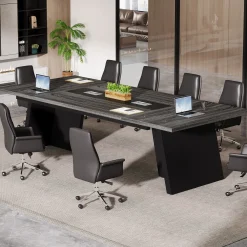 Conference Room Table, 8ft Office Meeting Desk with Cable Management