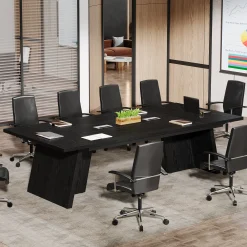 Conference Room Table, 8ft Office Meeting Desk with Cable Management