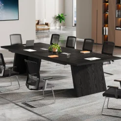 Conference Room Table, 8ft Office Meeting Desk with Cable Management