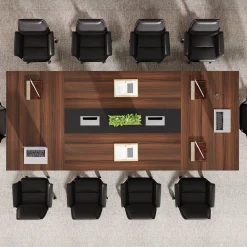 Conference Room Table, 8ft Office Meeting Desk with Cable Management