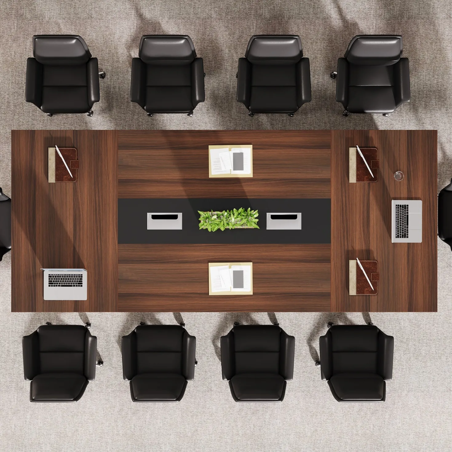 Conference Room Table, 8ft Office Meeting Desk with Cable Management