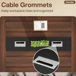 Conference Room Table, 8ft Office Meeting Desk with Cable Management