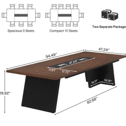 Conference Room Table, 8ft Office Meeting Desk with Cable Management