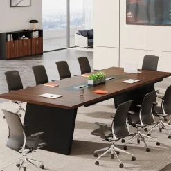 Conference Room Table, 8ft Office Meeting Desk with Cable Management