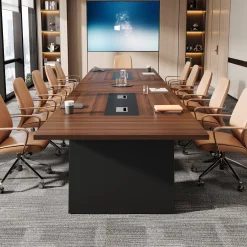Conference Room Table, 8ft Office Meeting Desk with Cable Management