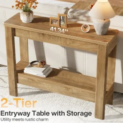 41.34"Console Table, Farmhouse Sofa Table with Storage Shelf for Entryway