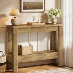 41.34"Console Table, Farmhouse Sofa Table with Storage Shelf for Entryway