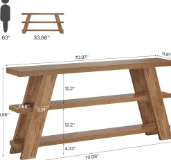 70.9"Console Table, 3-Tier Narrow Sofa Table Farmhouse Foyer Table
