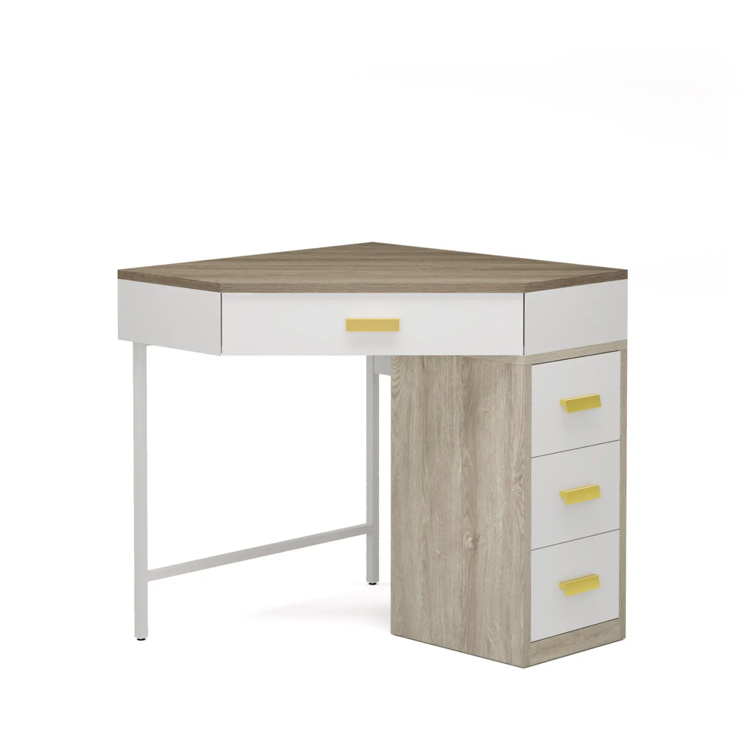 Corner Desk, Triangle Computer Desk Makeup Vanity Desk with 3 Drawers