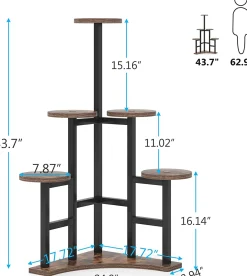 Corner Plant Stand Indoor, 6 Tiered Plant Shelf Flower Stand