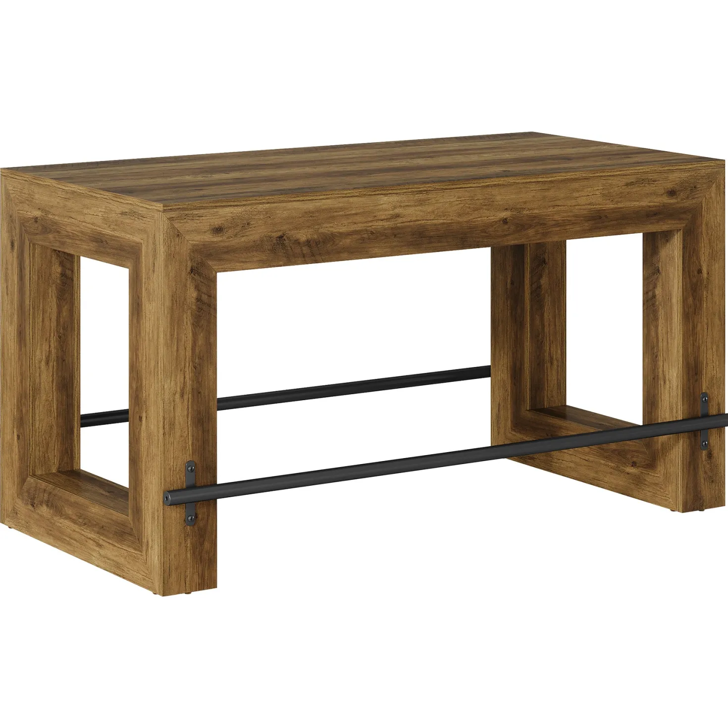 Counter Height Bar Table, 59" Pub Table With Metal Footrest For Dining Room