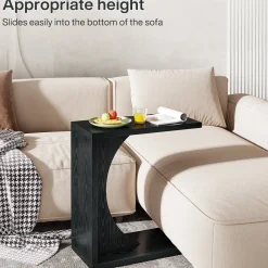C-Shaped End Table for Couch, Small Sofa Side Table Nightstand