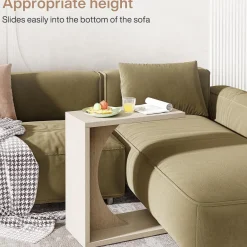 C-Shaped End Table for Couch, Small Sofa Side Table Nightstand