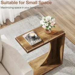 C-Shaped End Table for Couch, Small Sofa Side Table Nightstand