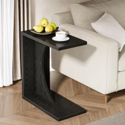C-Shaped End Table for Couch, Small Sofa Side Table Nightstand