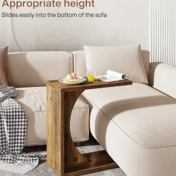 C-Shaped End Table for Couch, Small Sofa Side Table Nightstand