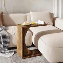 C-Shaped End Table for Couch, Small Sofa Side Table Nightstand