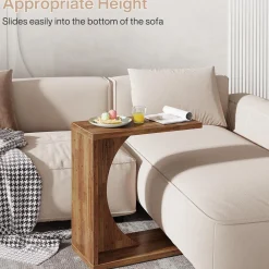 C-Shaped End Table for Couch, Small Sofa Side Table Nightstand