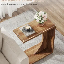 C-Shaped End Table for Couch, Small Sofa Side Table Nightstand