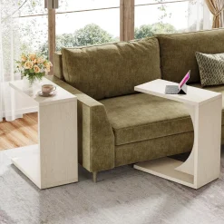 C-Shaped End Table for Couch, Small Sofa Side Table Nightstand
