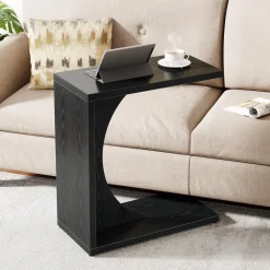 C-Shaped End Table for Couch, Small Sofa Side Table Nightstand