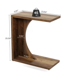 C-Shaped End Table for Couch, Small Sofa Side Table Nightstand