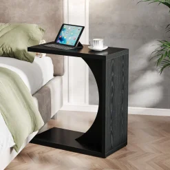 C-Shaped End Table for Couch, Small Sofa Side Table Nightstand