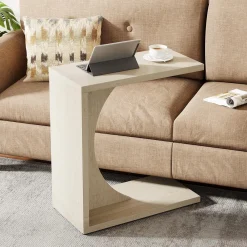 C-Shaped End Table for Couch, Small Sofa Side Table Nightstand