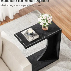 C-Shaped End Table, Sofa Side Table Couch Table for Small Space