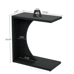 C-Shaped End Table, Sofa Side Table Couch Table for Small Space