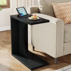 C-Shaped End Table, Sofa Side Table Couch Table for Small Space