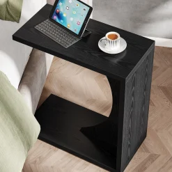 C-Shaped End Table, Sofa Side Table Couch Table for Small Space