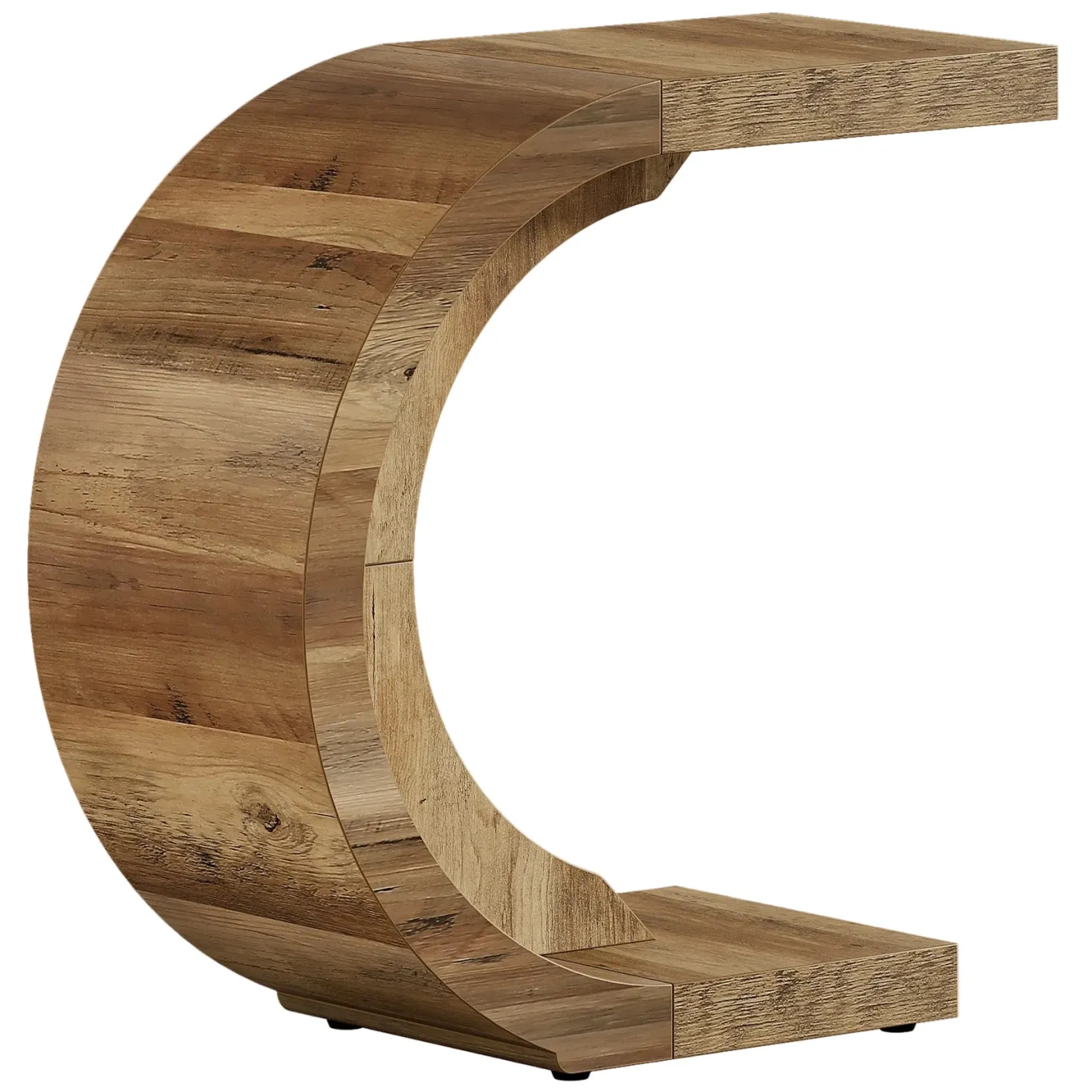 C-Shaped End Table, Wood Side Table for Couch Sofa