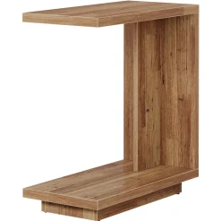 C-Shaped End Table, Wood Side Table Nightstand Bedside Table
