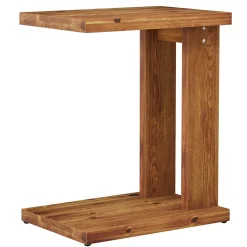 C-Shaped End Table, Wood 2-Tier Side Table Bedside Nightstand