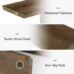 C-Shaped Solid Wood End Table for Sofa Side, Narrow Side Table for Living Room and Bedroom