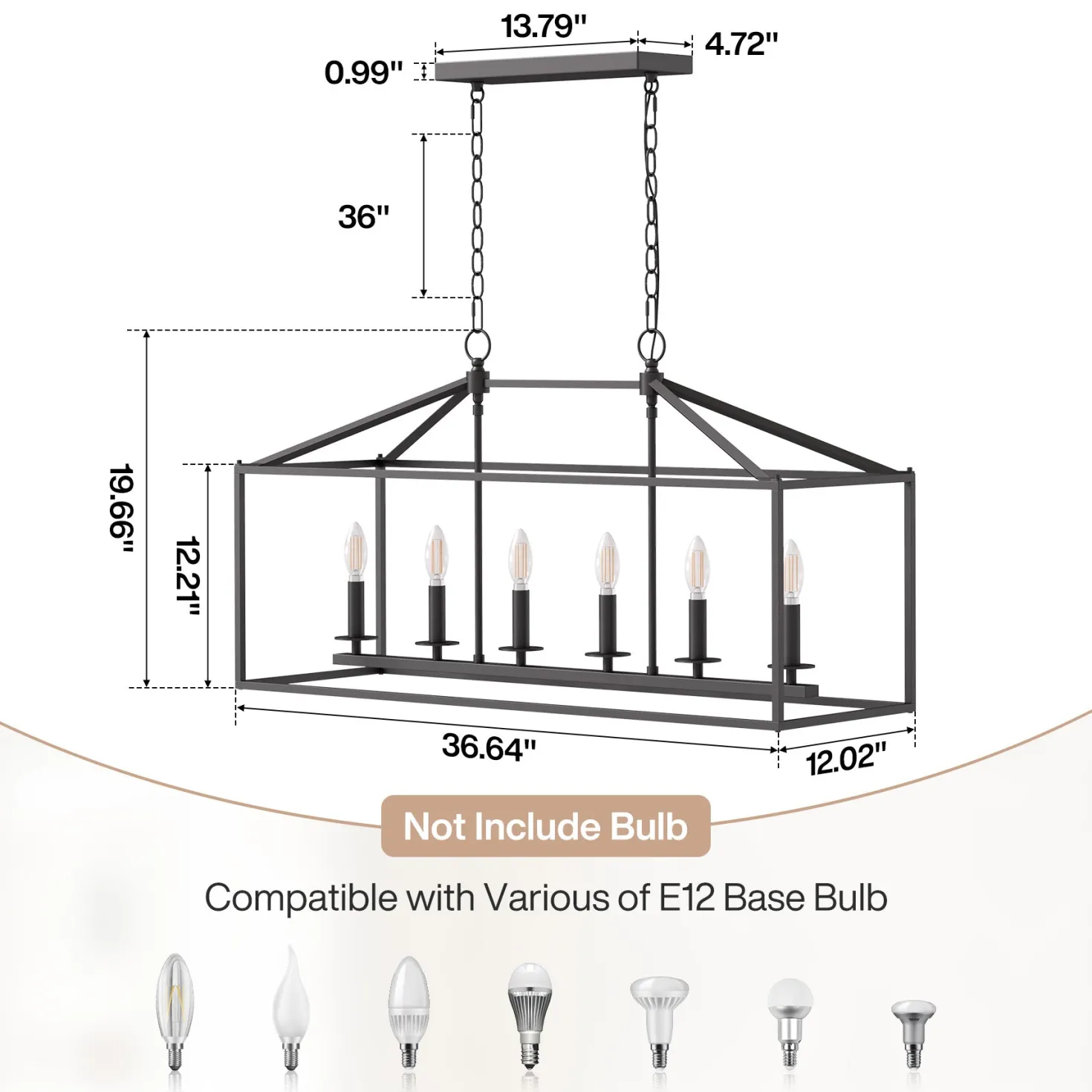 Dining Room Chandelier Light Fixtures, Kitchen 6-Light Candle Holder Pendant Lighting