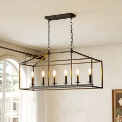 Dining Room Chandelier Light Fixtures, Kitchen 6-Light Candle Holder Pendant Lighting