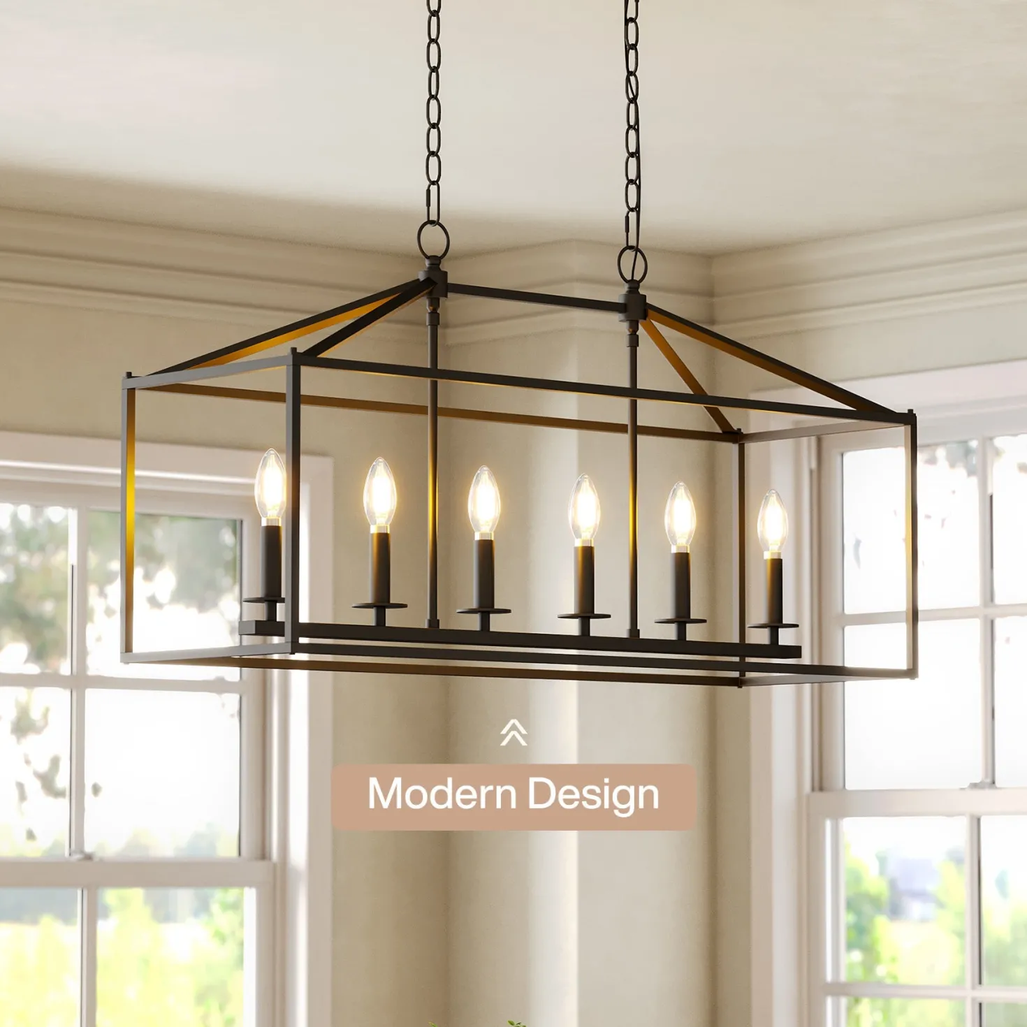 Dining Room Chandelier Light Fixtures, Kitchen 6-Light Candle Holder Pendant Lighting