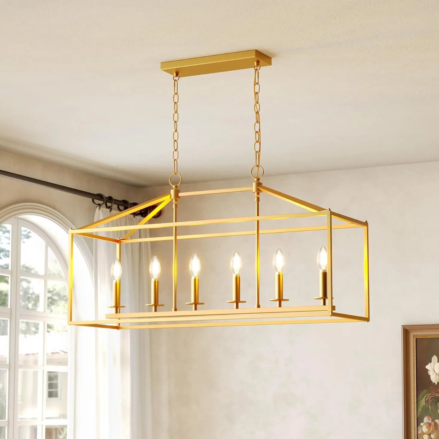 Dining Room Chandelier Light Fixtures, Kitchen 6-Light Candle Holder Pendant Lighting