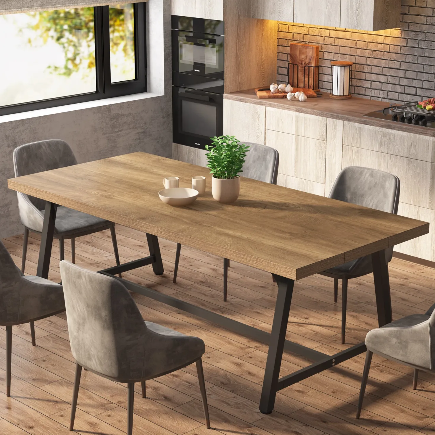 Dining Table for 8 People, 70.87" Rectangular Wood Kitchen Table