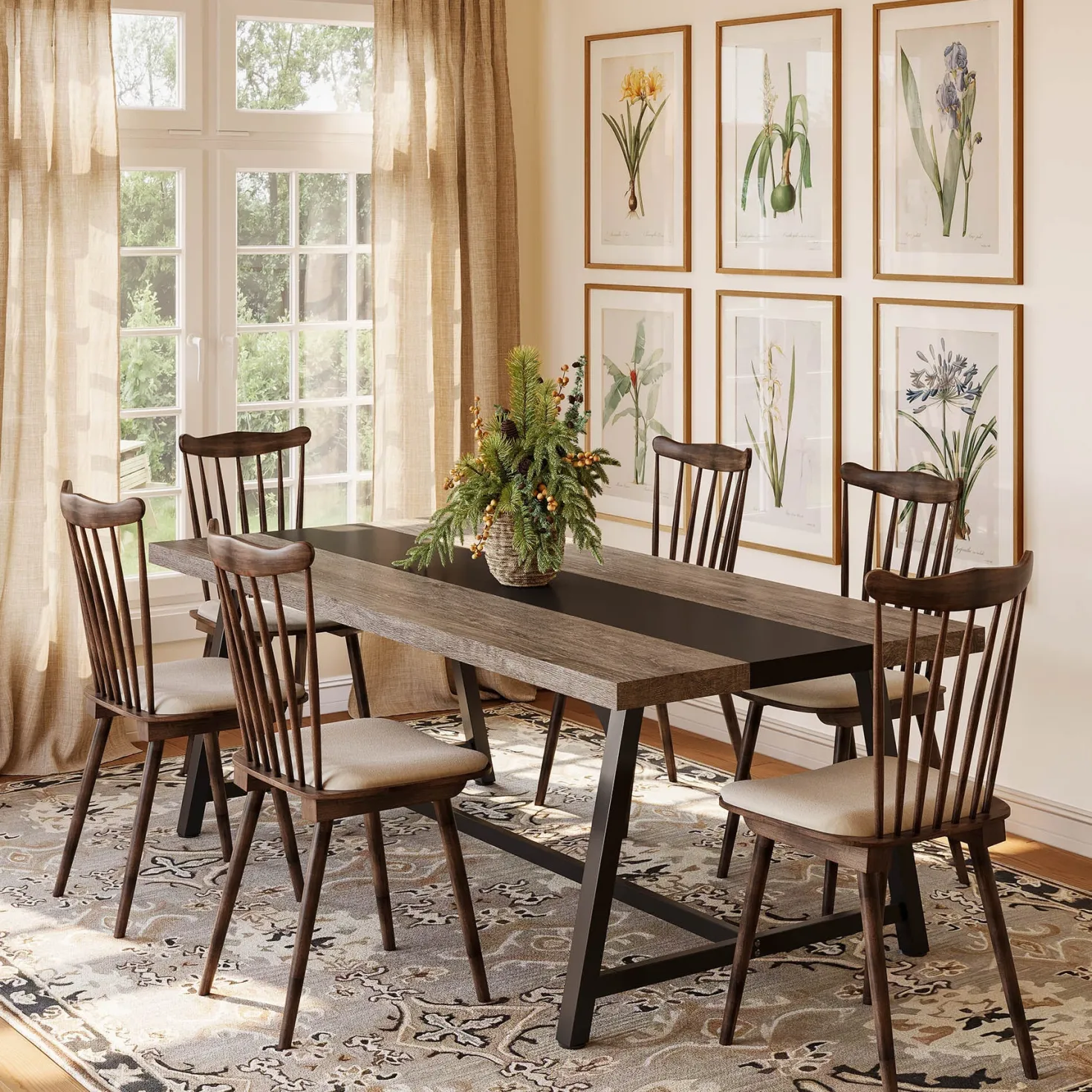 Dining Table for 8 People, 70.87" Rectangular Wood Kitchen Table