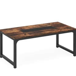 Dining Table for 6-8 Person, Industrial Kitchen Table with Metal Frame